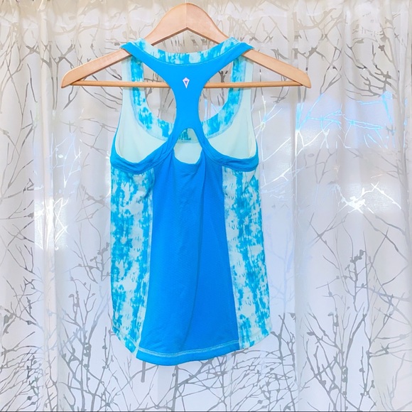 IVIVVA blue built in bra scoop neck cut out racerback tank top - Picture 2 of 7